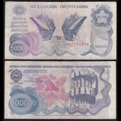 Jugoslawien - Yugoslavia 500-tausend Dinara 1989 Pick 98a F (4) 26369