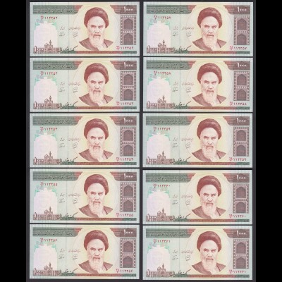 IRAN (Persien) - 10 Stück á1000 RIALS (1992) Sign 27 Pick 143b UNC (1) (89034