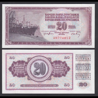 Jugoslawien - Yugoslavia 20 Dinara Banknote 1974 Pick 85 UNC (1) (26406