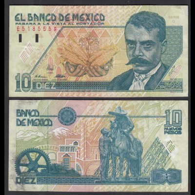 Mexiko - MEXICO - 10 Pesos Banknote 1992 Serie Q Pick 99 aVF (3-) (26444