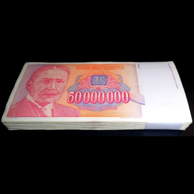 Jugoslawien - Yugoslavia Bundle 100 Stück 50-Millionen Dinara 1993 Pick 133