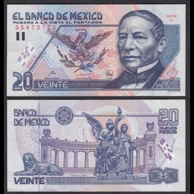 MEXIKO - MEXICO - 20 Pesos 1992 Serie D Pick 100 gutes VF (3) (26462