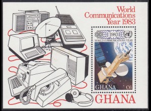 Ghana 1983 World Communication year Block MNH ** postfrisch (26483
