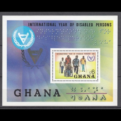 Ghana 1982 S/Sheet International Year of Disabled Persons Braille Health MNH **