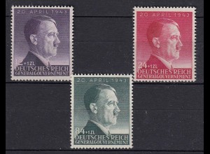 Germany/Generalgouvernement POLAND OCCUPATION 1943 Hitler 54th Birthday Mi 101-3