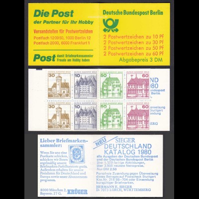 Berlin Burgen und Schlösser Markenheftchen MH 12a postfrisch (26608