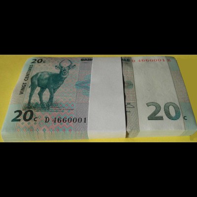 KONGO - CONGO 20 Centimes 1997 Pick 83 UNC (1) Bundle á 100 Stück (90022
