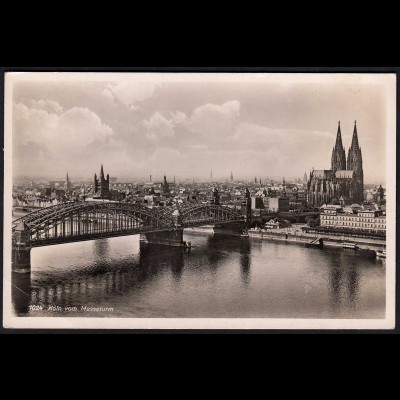 AK Köln vom Messeturm mit Brücke und Dom 1939 gelaufen (17089