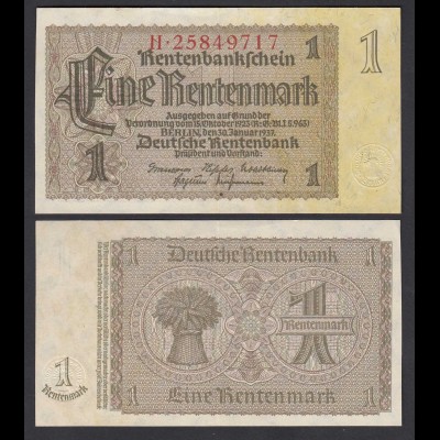 Rentenbankschein Deutsches Reich 1 Rentenmark 1937 Ros 166b aXF (2-) (26401