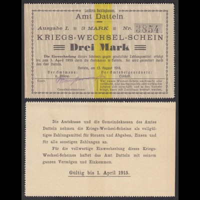 Datteln Westfalen 3 Mark Kriegs-Wechsel-Schein 1914 (25928