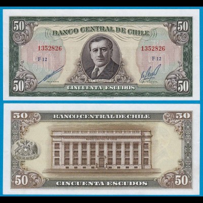 CHILE - 50 Pesos Banknote 1962-75 Pick 140b XF (2) (18845