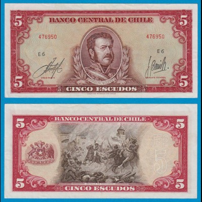 CHILE - 5 Escudos Banknote 1964 Pick 138 XF (2) (18872