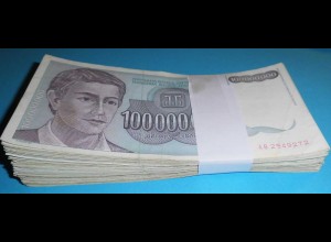 Jugoslawien - Yugoslavia Bundle ca. 100 Stück 100 Millionen Dinara 1992 Pick 124