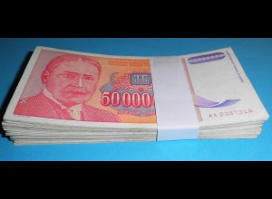 Jugoslawien - Yugoslavia Bundle 100 Stück 50 Millionen Dinara 1993 Pick 133