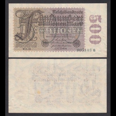 Reichsbanknote 500 Millionen Mark 1923 Ro 109d FZ: WH-19 Star hinten VF 3 (26667