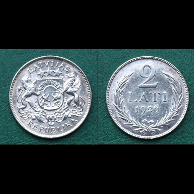 Lettland - Latvia 2 Lati Silber Münze 1926 (25925