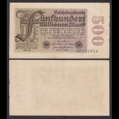 Germany 500 Millionen Mark 1923 8-st. Ro 109e Pick 110 FZ: GD-32 VF (3) (26659