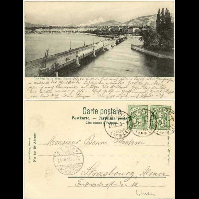 AK 1903 Geneve Schweiz See Brücke nach Strassburg (1389