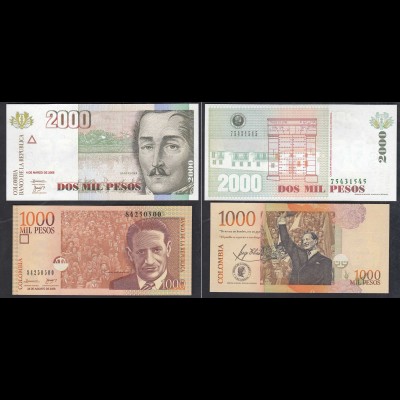 Kolumbien - Colombia 1000 + 2000 Peso 2005/08 UNC (1) (26736
