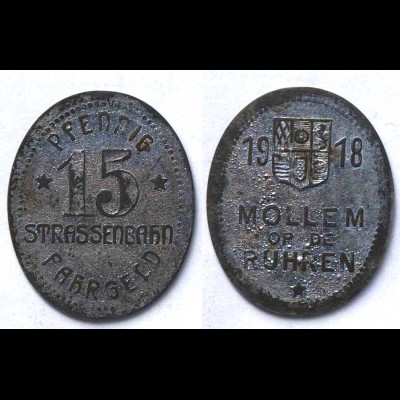 Möllem op de Ruhren - 15 Pfennig Strassenbahn Fahrgeld Notgeld 1918 (21980