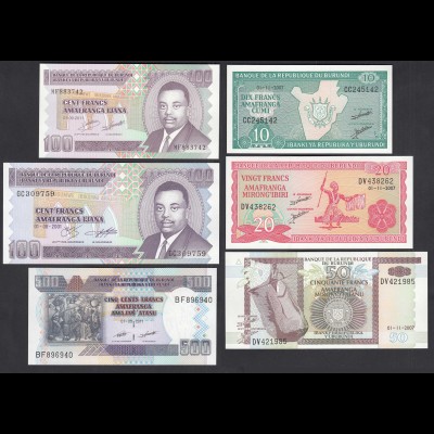 Burundi 6 Stück Banknoten 2001-2011 UNC (1) (26748
