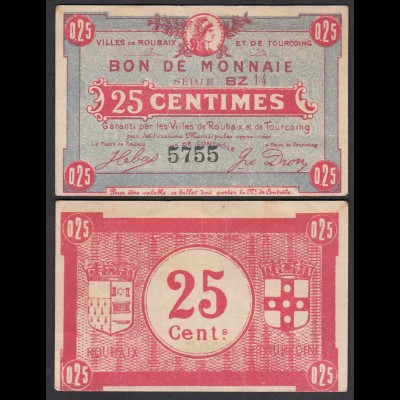Frankreich - France ROUBAIX et TOURCOING 25 Cent Banknote VF (3) (26753