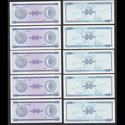 Kuba - Cuba 5 Stück á 50 Peso FEC 1985 Pick FX16 UNC (1) (89095