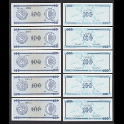 Kuba - Cuba 5 Stück á 100 Peso FEC 1985 Pick FX17 UNC (1) (89096