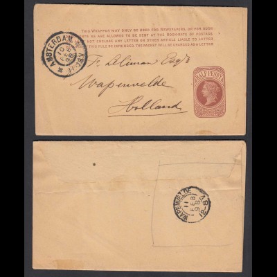 1898 Streifband Grossbritanien gelaufen v. Amsterdam n. Weltevreden (26768