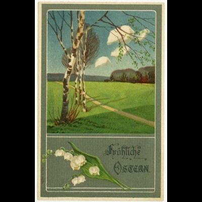 AK 1910 Glückwunsch Ostern Easter Kunst Maiglöckchen Prägedruck Embossed (2833