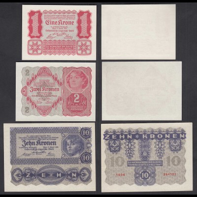 Österreich - Austria 1,2,10 Kronen 1922 UNC (1) (26779