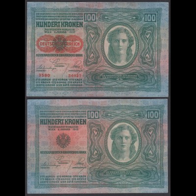 ÖSTERREICH - AUSTRIA 100 Kronen 1912 (1919) Pick 56 XF (2) 26784