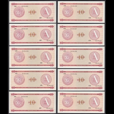 Kuba - Cuba 10 Stück á 10 Peso FEC 1985 Pick FX4 UNC (1) (89098