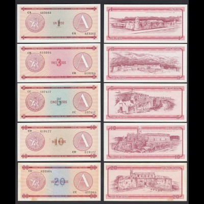 Kuba - Cuba 1-20 Peso Foreign Exchange Certificates 1985 Pick FX1-FX5 VF-UNC