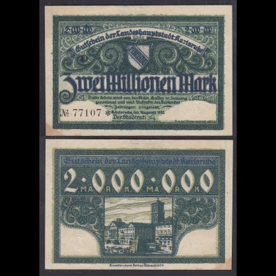 Karlsruhe 2- Millionen Mark 1923 Notgeld Gutschein Starnote (26989