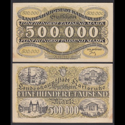 Karlsruhe 500- Tausend Mark 1923 Notgeld Gutschein Starnote (26990