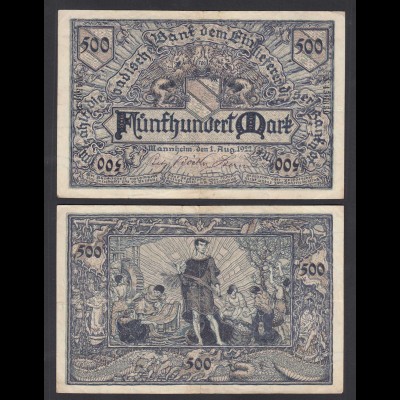 Baden 500 Mark 1922 Länderbanknote Ro BAD7a (26997