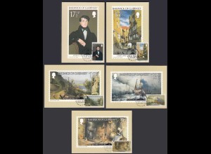 Guernsey UK 1980 Maximum Cards Gemälde painting Mi. 213-217 (27152
