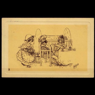 AK TUCK´S POSTCARD Künstler signiert "Rife a´clock Tea" Serie 504 (6963