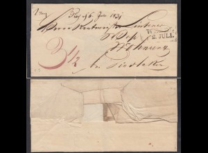 Preussen 1831 WESEL L2 Umschlag mit Taxierungen nach DINSLAKEN (27179