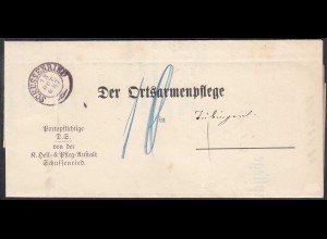 Württemberg 1887 Doppelverwendung Armenbrief Schussenried Tübingen (27181