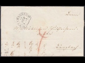 Württemberg Ellwangen 1844 schöner Steigbügel Stempel auf Brief Inhalt (27186