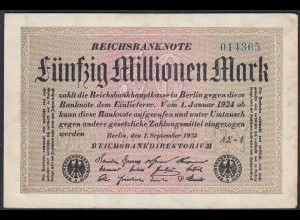 Reichsbanknote - 50 Millionen Mark 1923 Ro 108f VF- (3-) FZ A Sigma AΣ-4 (27220