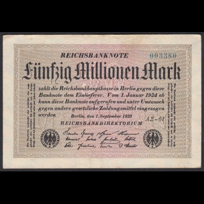 Reichsbanknote - 50 Millionen Mark 1923 Ro 108f F (4) FZ A Sigma AΣ-61 (27222