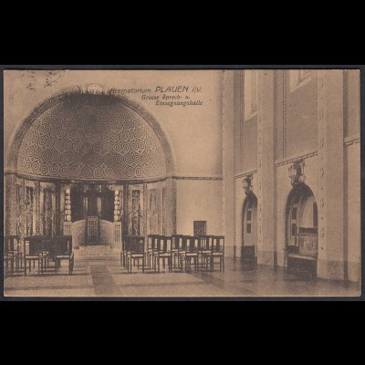 AK Krematorium Plauen Einsegnungshalle 20.11.1923 Infla Frankatur (27201