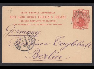 Poscard Great Britain & Ireland 1897 One Penny London to Berlin (26770