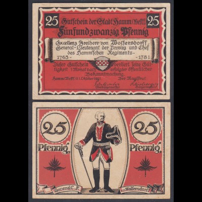 Westfalen - Hamm 25 Pfg.1921 Notgeld General von Wolfersdorff (26888