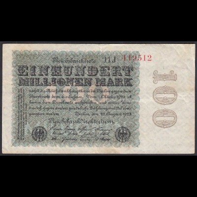 Reichsbanknote - 100 Million Mark 1923 Ro 106h FZ: J - BZ: 11 (27243