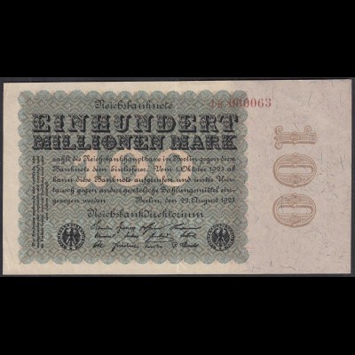 Reichsbanknote - 100 Million Mark 1923 Ro 106c FZ:K - BZ:1 - KN:060063 (27244