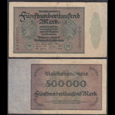 Reichsbanknote - 500 Tausend Mark 1923 Ros 87d F (4) Serie A (27250